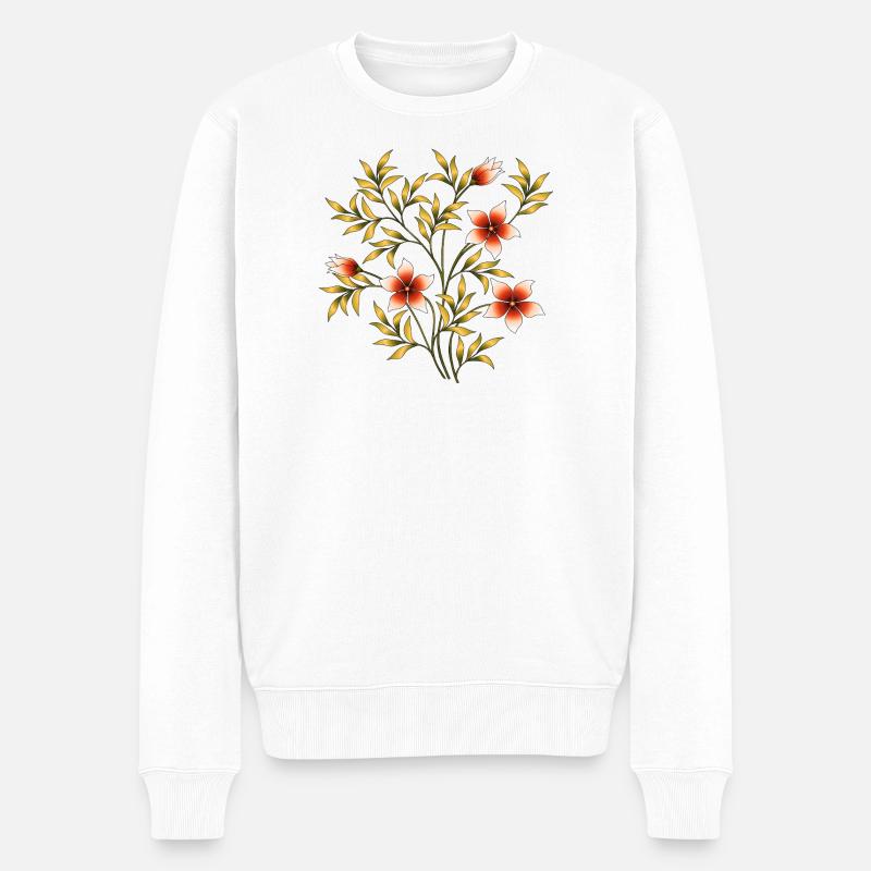 Blumen - Männer Premium Bio Pullover - Weiß