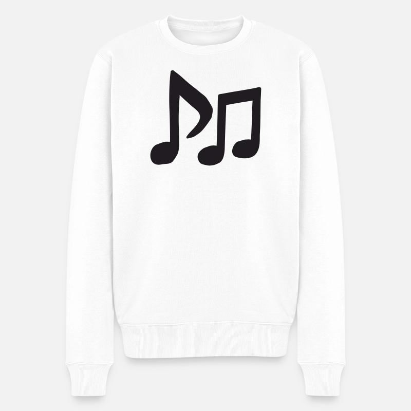 Schwarze Noten Silhouette - Männer Premium Bio Pullover - Weiß