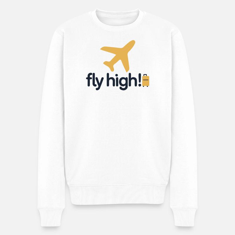 Fly High Travel Icon Tee - Männer Premium Bio Pullover - Weiß