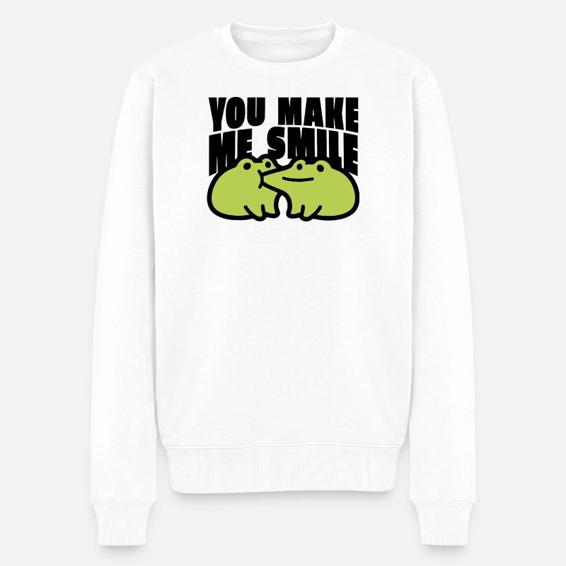 You Make me Smile Spruch - Männer Premium Bio Pullover - Weiß