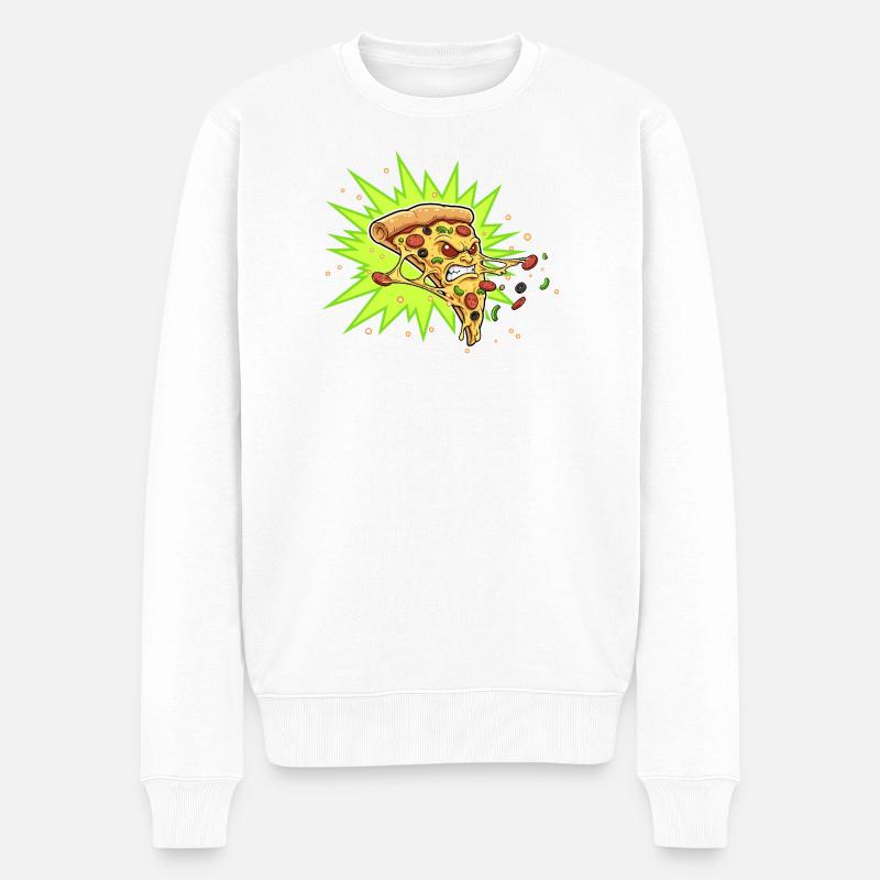 Pizza Slice Aggressor Neonburst - Pull Premium bio Homme - blanc