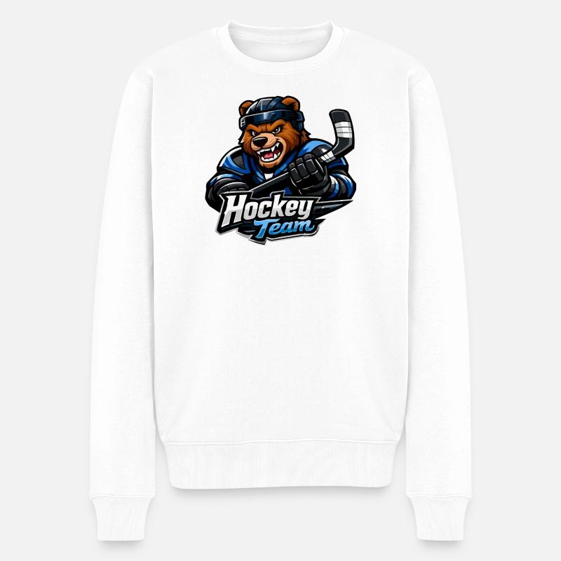 Bär Eishockey Team Maskottchen - Männer Premium Bio Pullover - Weiß