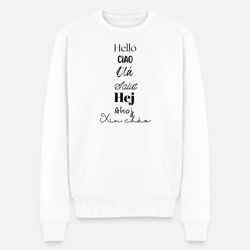 Hello - Männer Premium Bio Pullover - Weiß