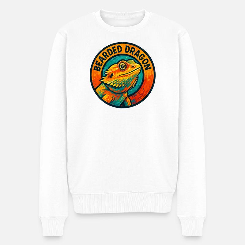 Bwearing Agame Lizard Style Bunte Gravur - Männer Premium Bio Pullover - Weiß