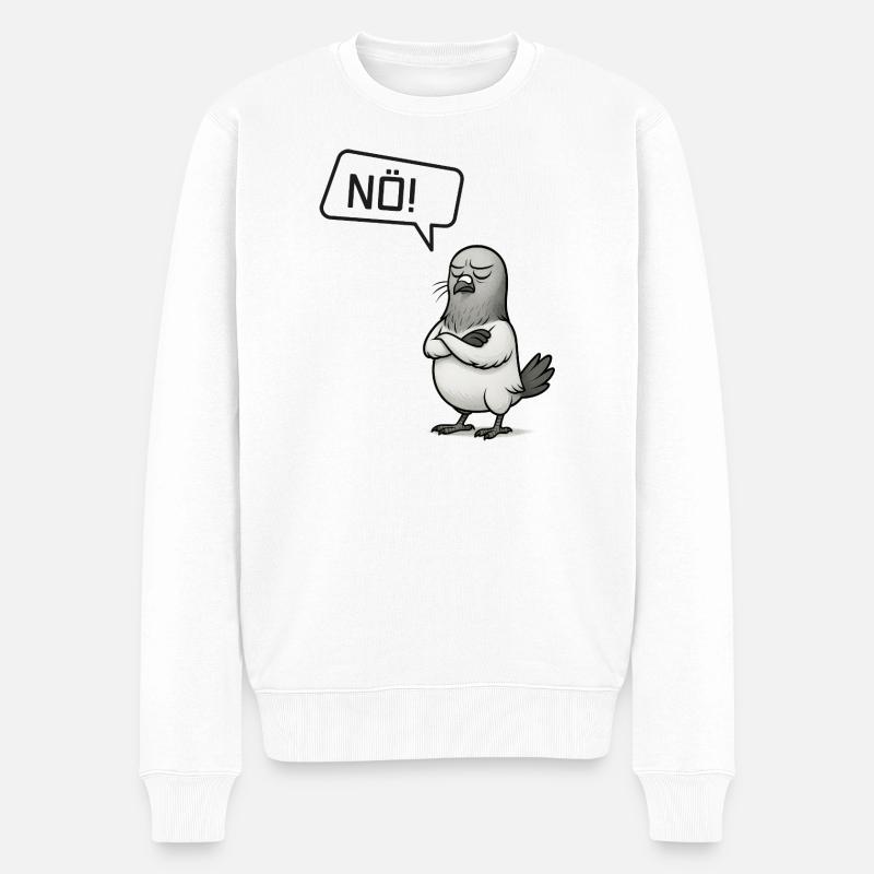 Sture Nö! Taube – Lustiges Statement Design - Männer Premium Bio Pullover - Weiß