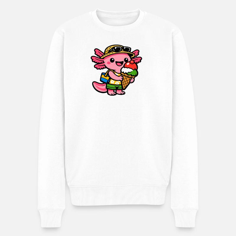 Axolotl - Männer Premium Bio Pullover - Weiß