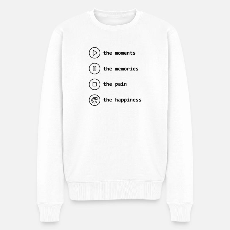 Achtsamkeit, Momente, Erinnerungen, Glück - Männer Premium Bio Pullover - Weiß