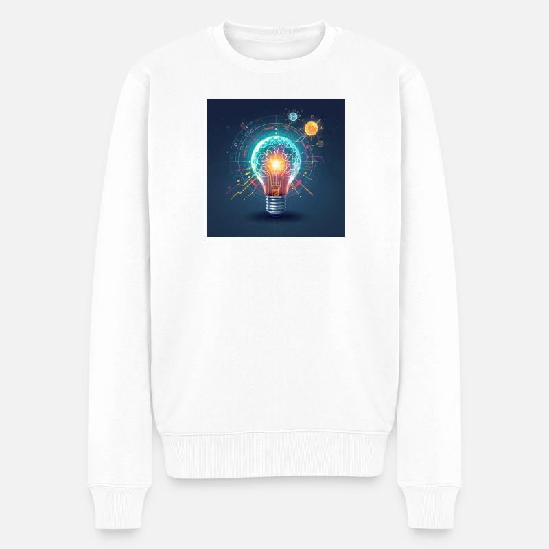 Innovation der Neon-Gehirnlampe - Männer Premium Bio Pullover - Weiß