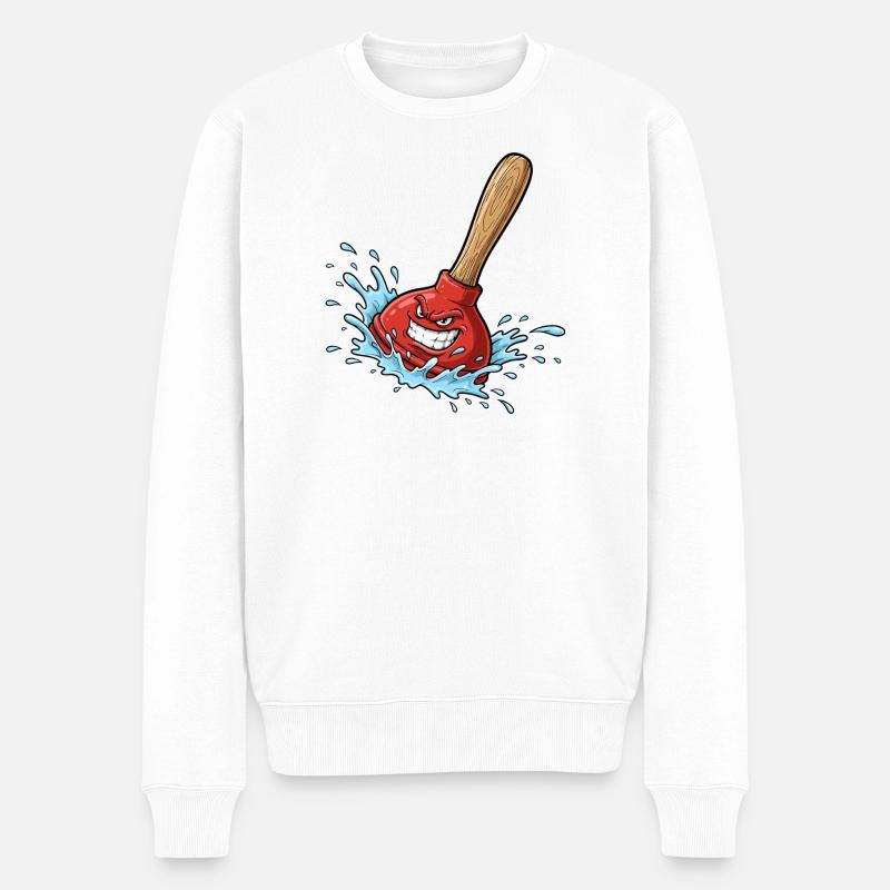 Roter Pümpel mit Wassersplash - Männer Premium Bio Pullover - Weiß