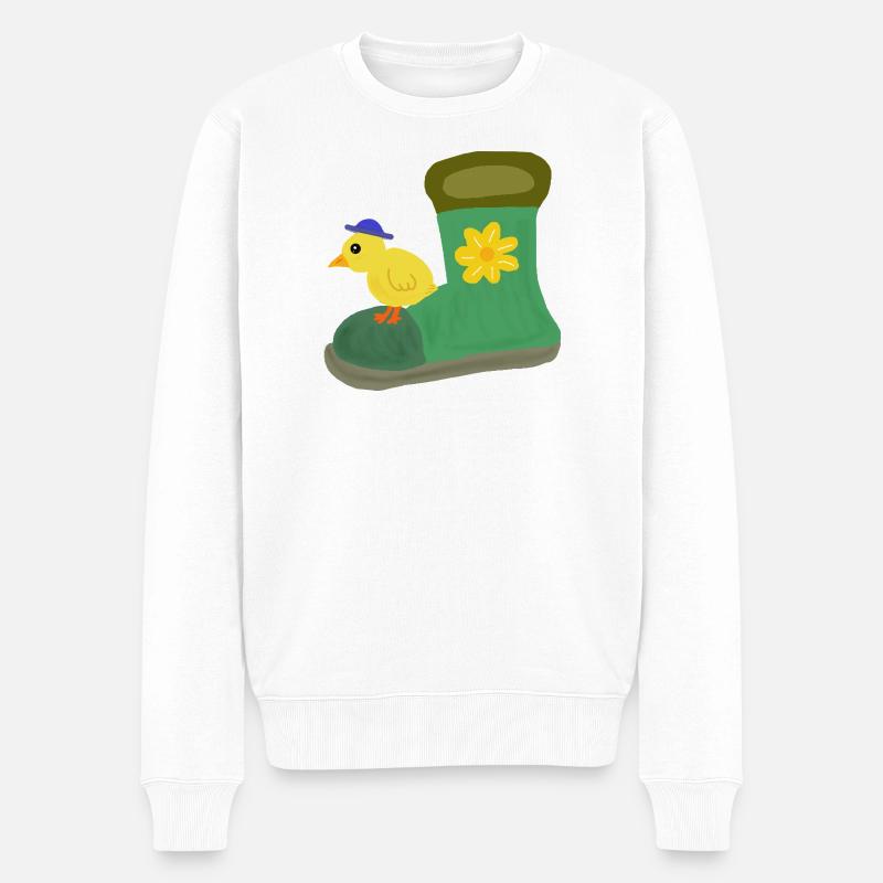 Poussin au botte verte avec fleur - Pull Premium bio Homme - blanc