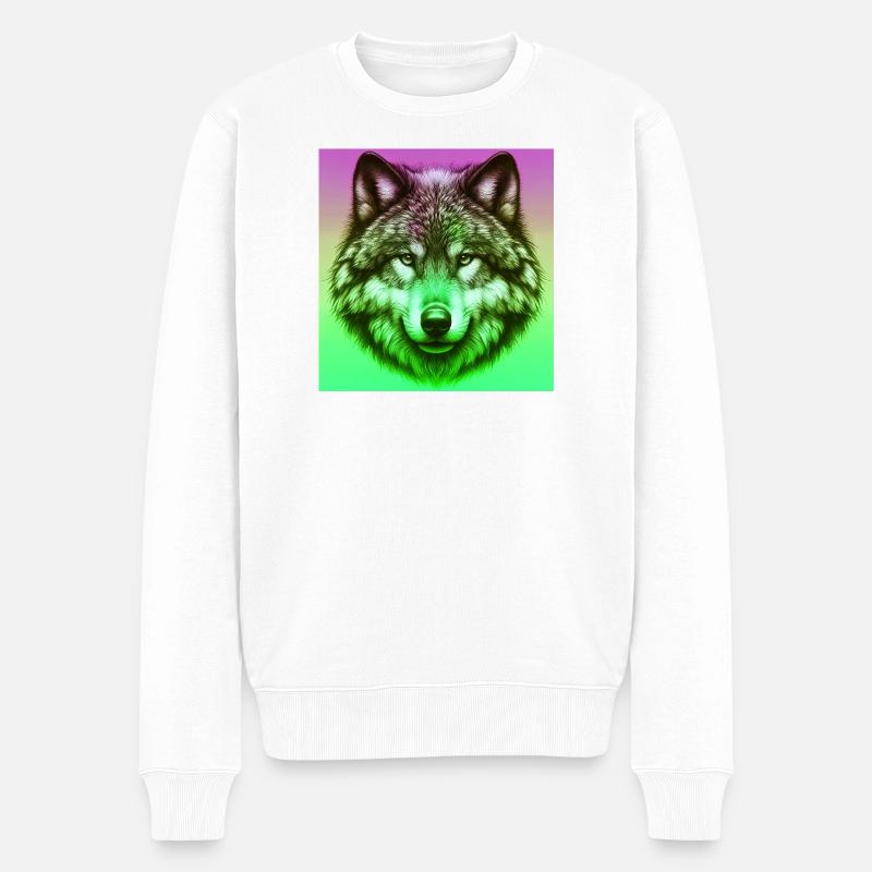 Wolf - Männer Premium Bio Pullover - Weiß