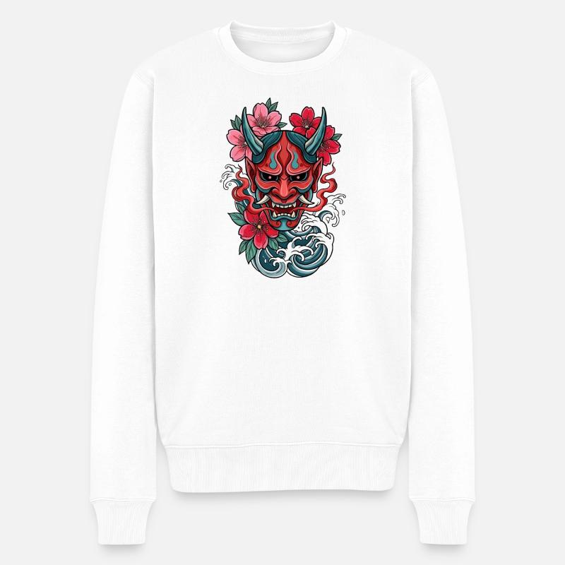 Hannya – Démon Yōkai - Pull Premium bio Homme - blanc