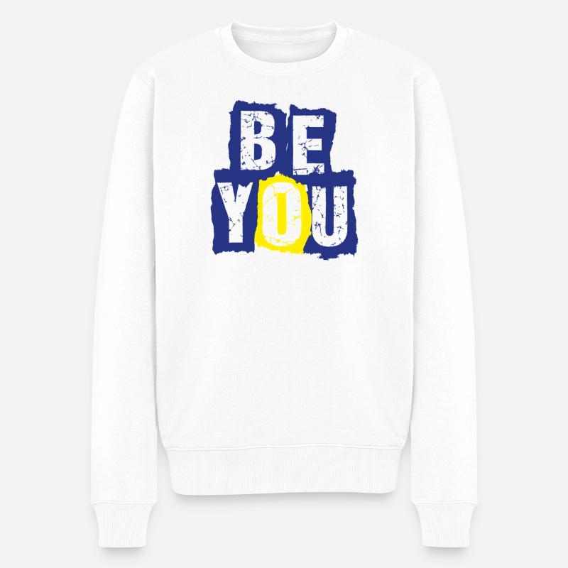 be_you - Männer Premium Bio Pullover - Weiß