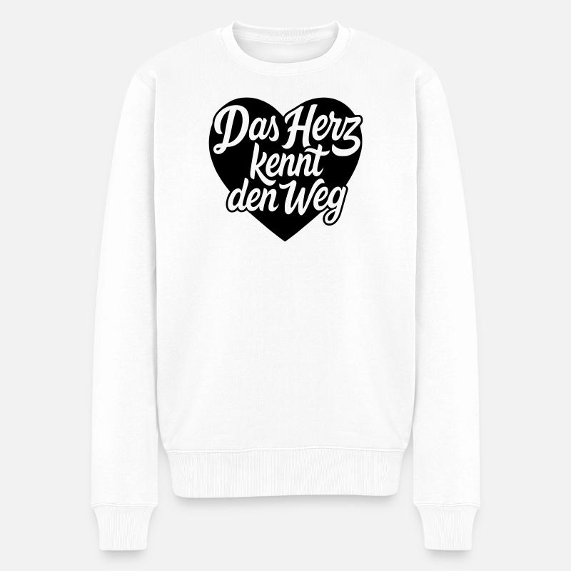 Das Herz kennt den weg Herzdesign - Männer Premium Bio Pullover - Weiß