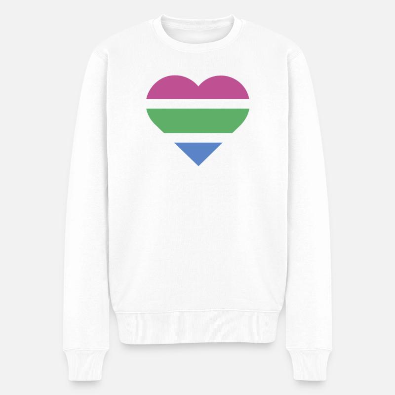 Pride Flag Heart · Polysexual - Männer Premium Bio Pullover - Weiß