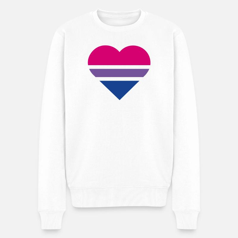 Pride Flag Heart · Bisexual - Männer Premium Bio Pullover - Weiß