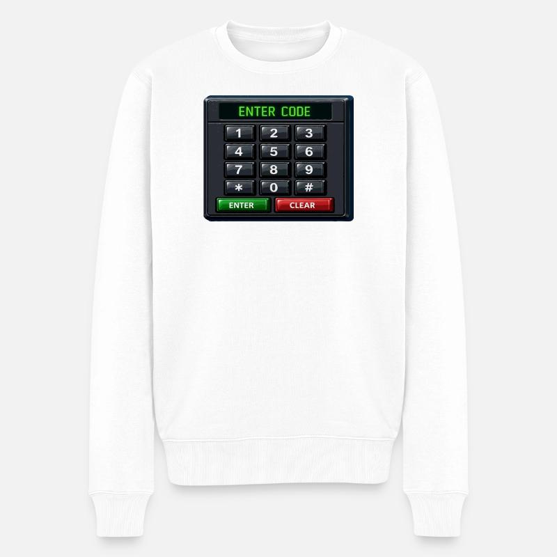 Entrée du code Clavier néon - Pull Premium bio Homme - blanc