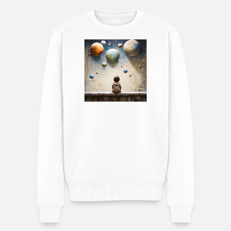 Planetengärten der Kindheit - Männer Premium Bio Pullover - Weiß