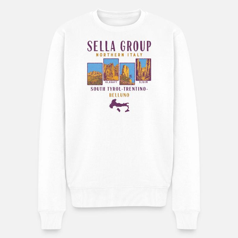Sella-Gruppe – Dolomiten – Norditalien - Männer Premium Bio Pullover - Weiß