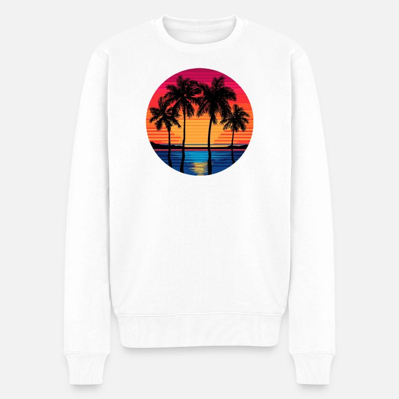 Palmiers de mer de plage - Pull Premium bio Homme - blanc