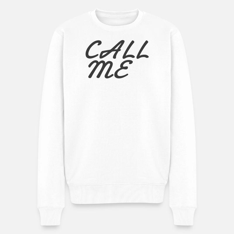 Call me - Männer Premium Bio Pullover - Weiß