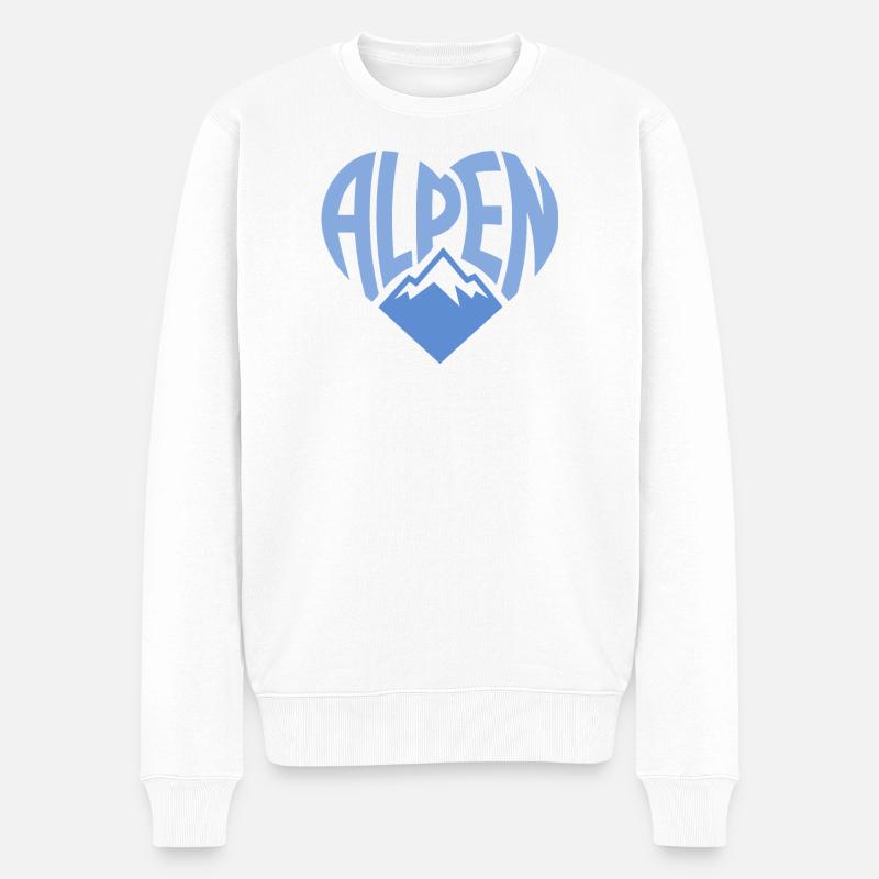 Alpenherz Bergbadge - Männer Premium Bio Pullover - Weiß