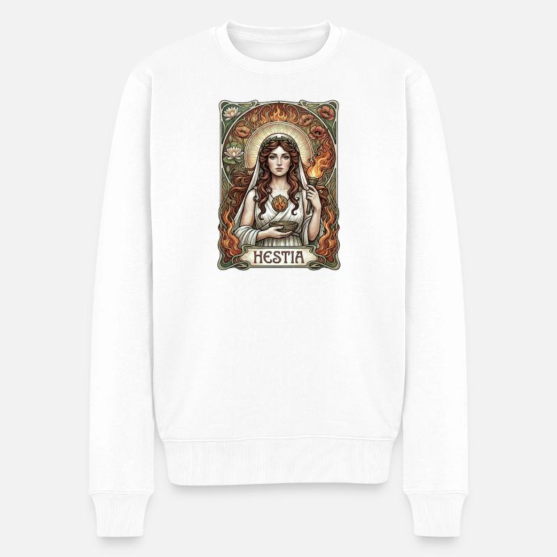 Hestia Tarotkarte - Männer Premium Bio Pullover - Weiß