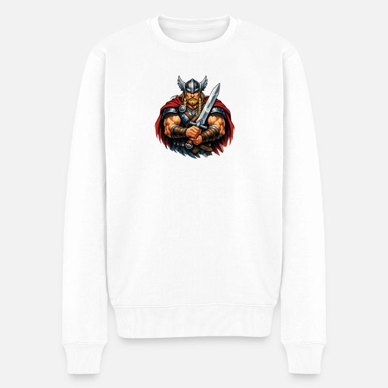 Guerrier viking à l’épée - Pull Premium bio Homme - blanc