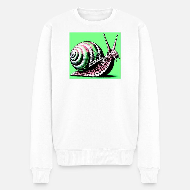 Schnecke - Männer Premium Bio Pullover - Weiß