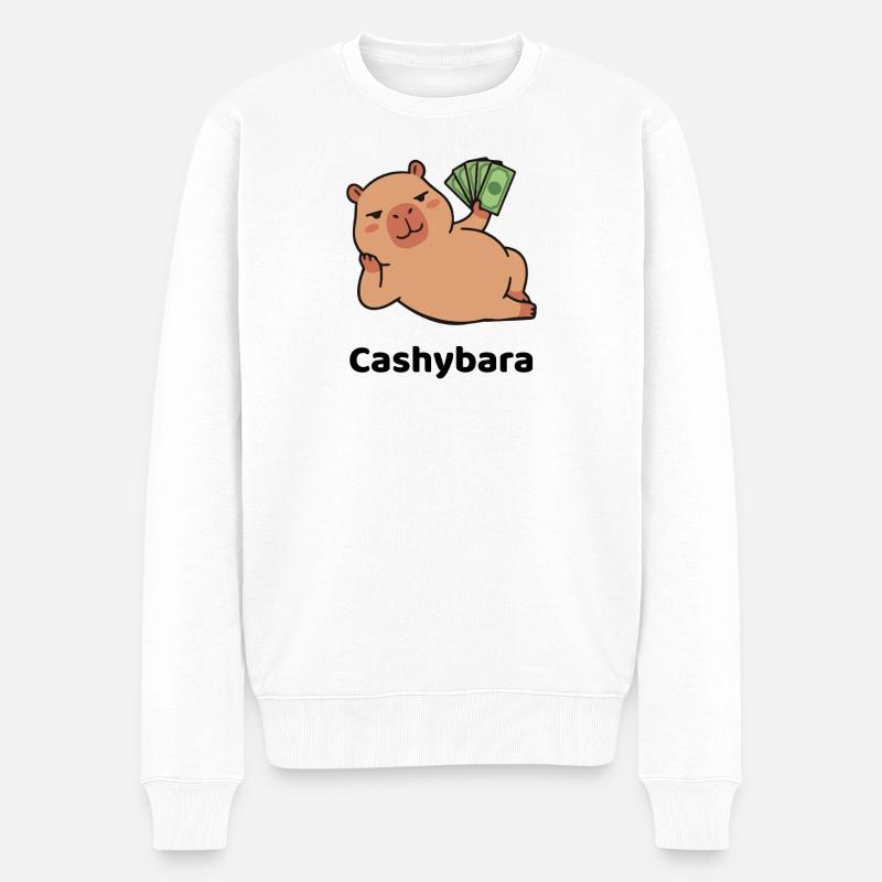 Geldschein Schwein - Cashybara - Moneymaker - Männer Premium Bio Pullover - Weiß