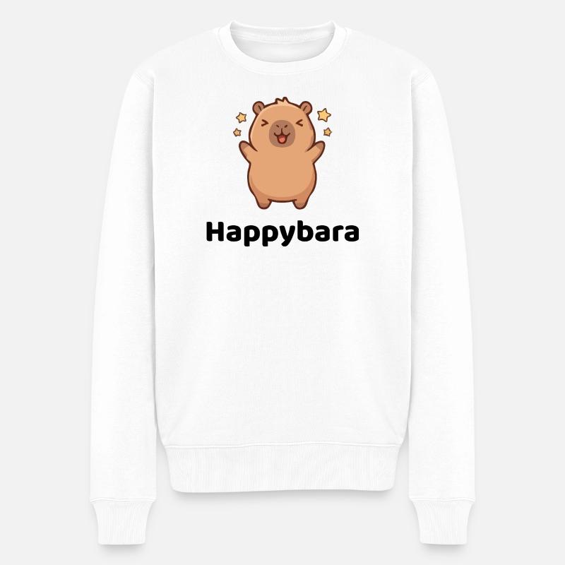 Happybara - maximal entspannt und happy - Männer Premium Bio Pullover - Weiß