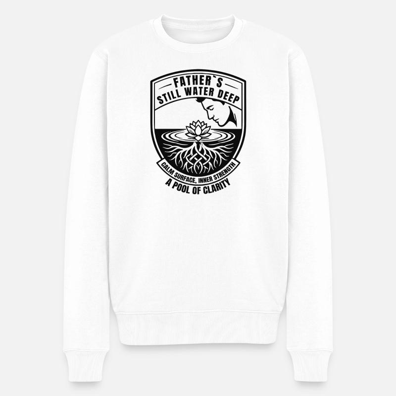 Vater Still Water Deep Lotus Ruhe - Männer Premium Bio Pullover - Weiß