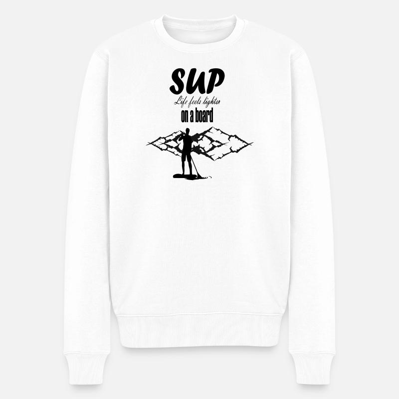 SUP-Leben fühlt sich auf einem Board leichter an - Männer Premium Bio Pullover - Weiß