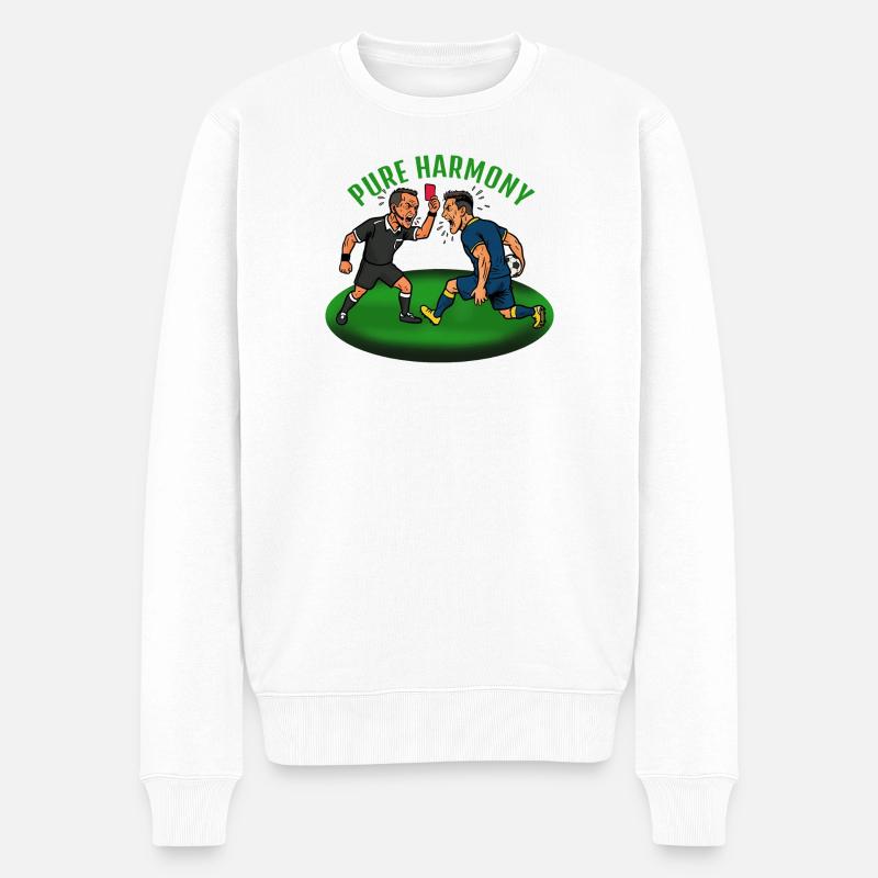 Pure Harmony: Meckern im Fußball - Männer Premium Bio Pullover - Weiß