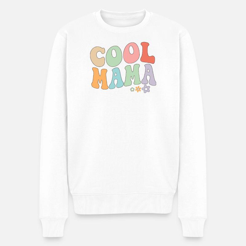Cool Mama Retro-Blumen - Männer Premium Bio Pullover - Weiß