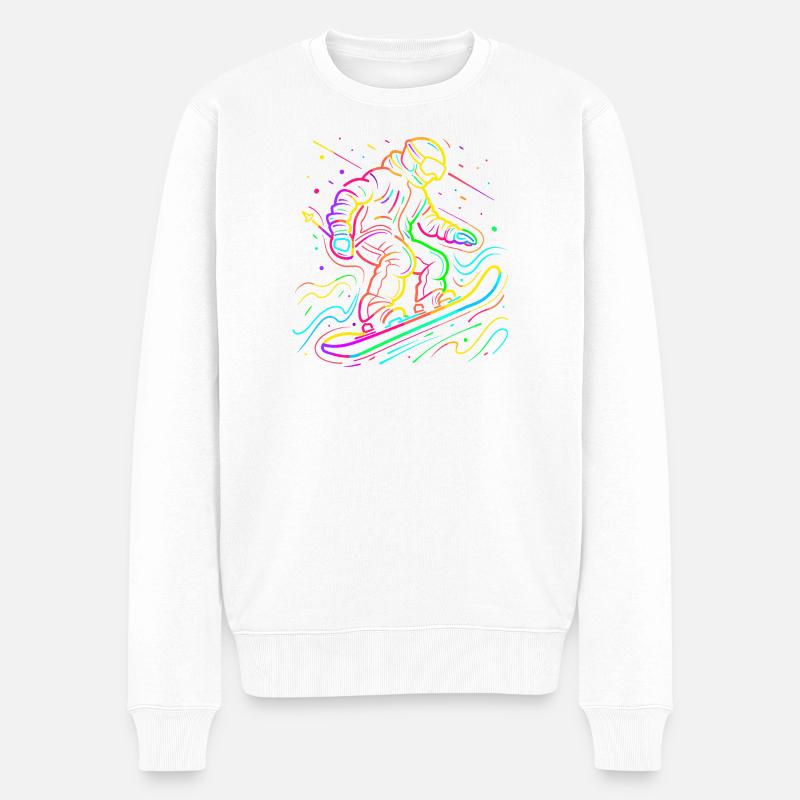 Snowboarder Retrowave - Männer Premium Bio Pullover - Weiß