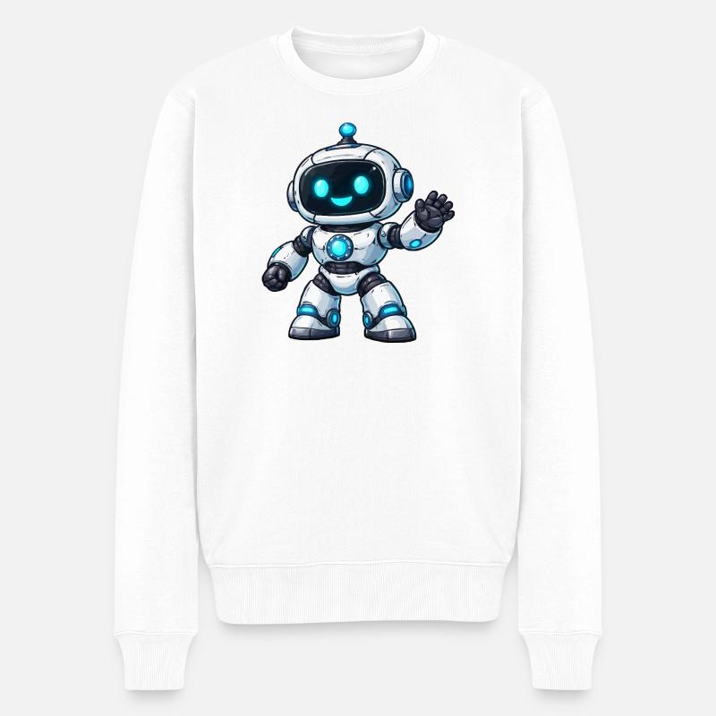 Salutation du Petit Robot Néon - Pull Premium bio Homme - blanc