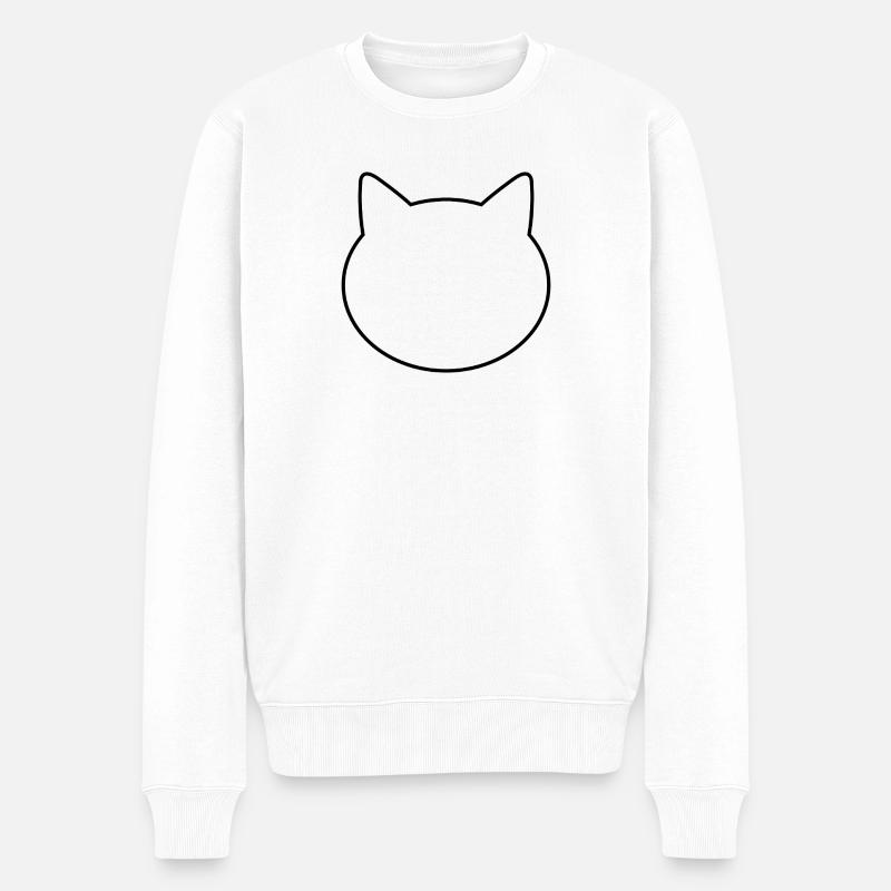 Katzenkopf - Männer Premium Bio Pullover - Weiß