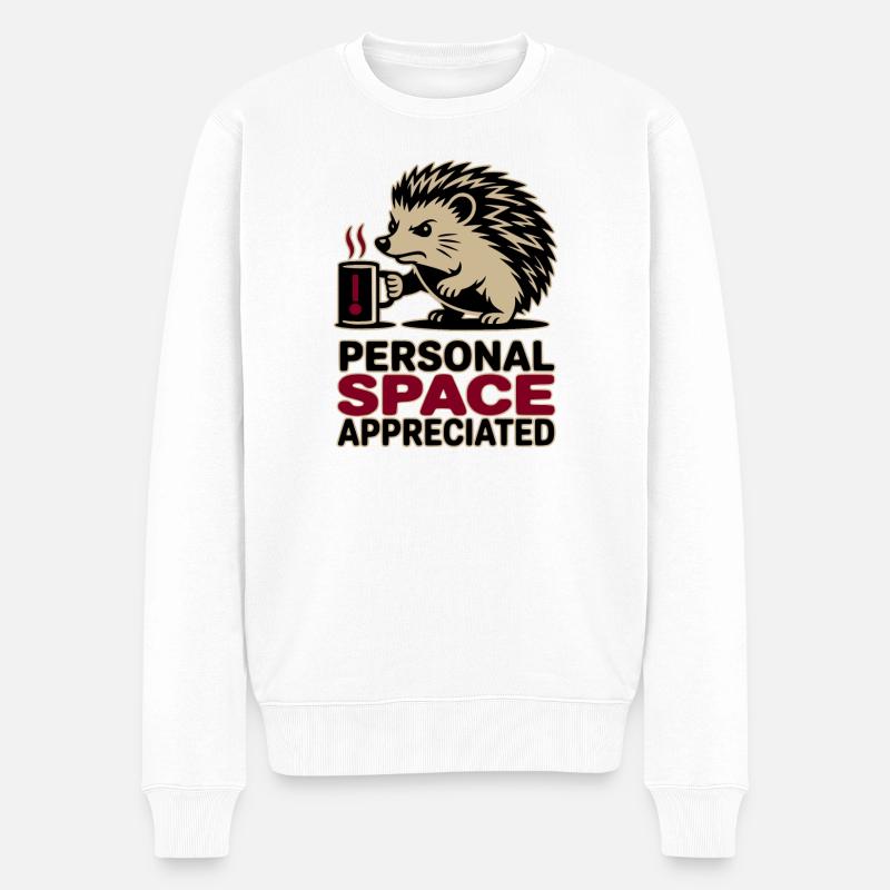 Grumpy Hedgehog Personal Space Introvert Coffee - Pull Premium bio Homme - blanc