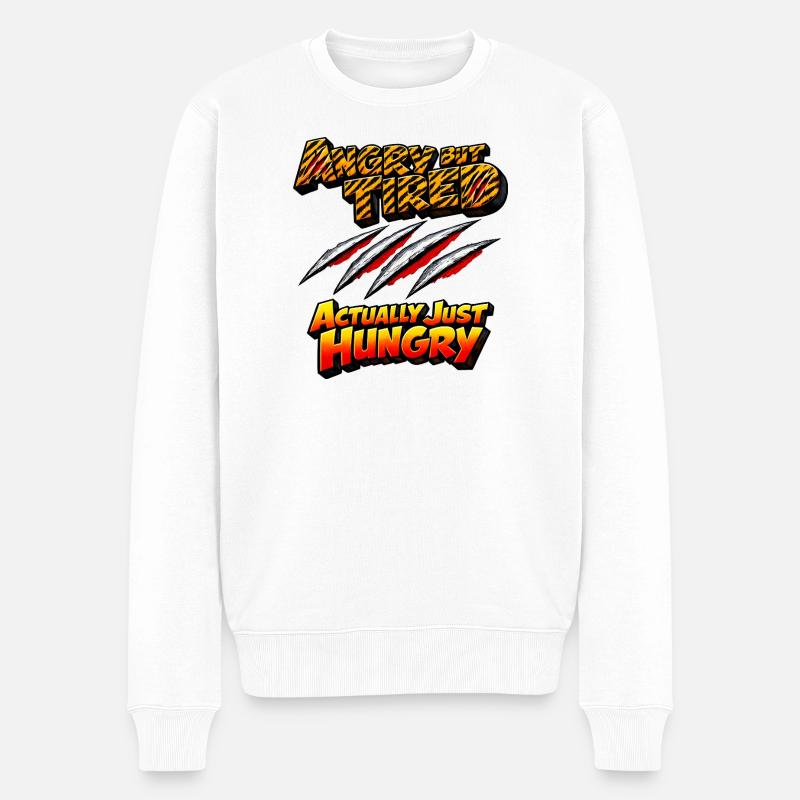 Wütend, aber müde: Tatsächlich hungrig - Männer Premium Bio Pullover - Weiß