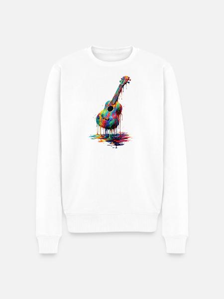Ukulele med dryppende maling - Økologisk premium-sweatshirt til mænd - hvid