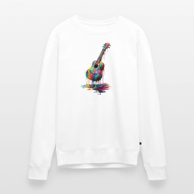 Ukulele mit tropfender Farbe Männer Premium Bio Pullover