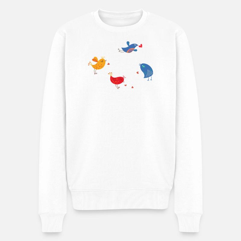 Vögel mit Herzen - Männer Premium Bio Pullover - Weiß