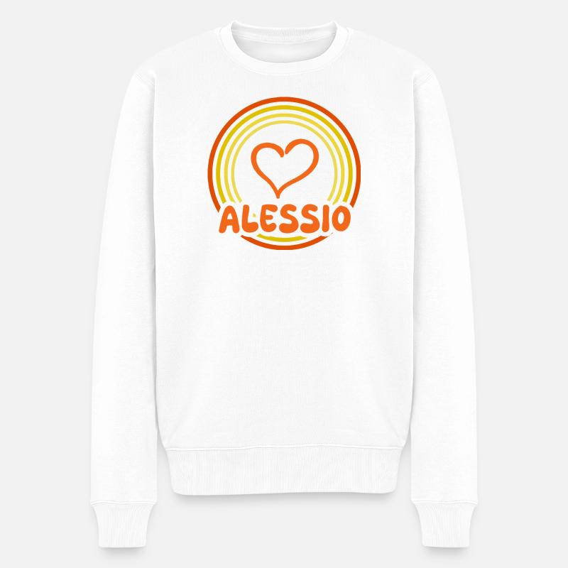 Herz im Regenbogenkreis Alessio - Männer Premium Bio Pullover - Weiß