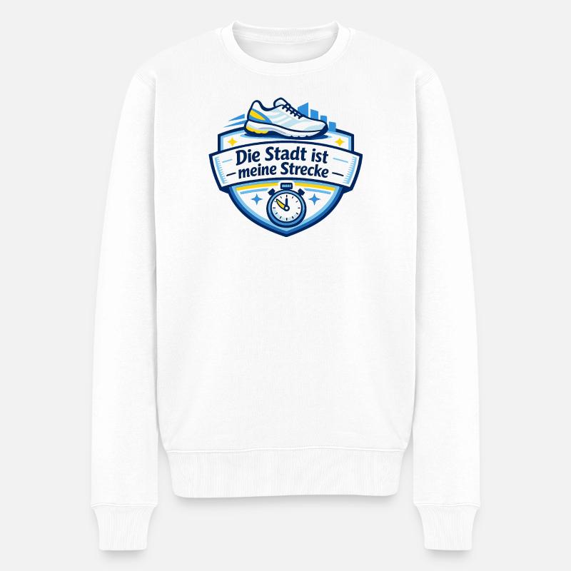 Stadtlauf Sticker Meine Strecke - Männer Premium Bio Pullover - Weiß