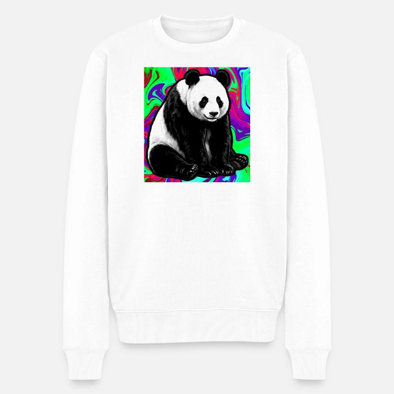 Panda - Männer Premium Bio Pullover - Weiß