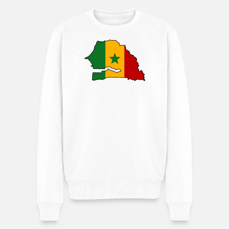 Carte du drapeau du Sénégal - Pull Premium bio Homme - blanc