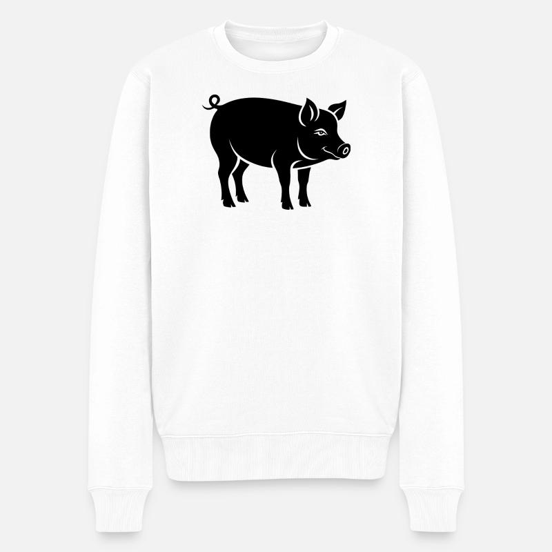 Schwein - Männer Premium Bio Pullover - Weiß