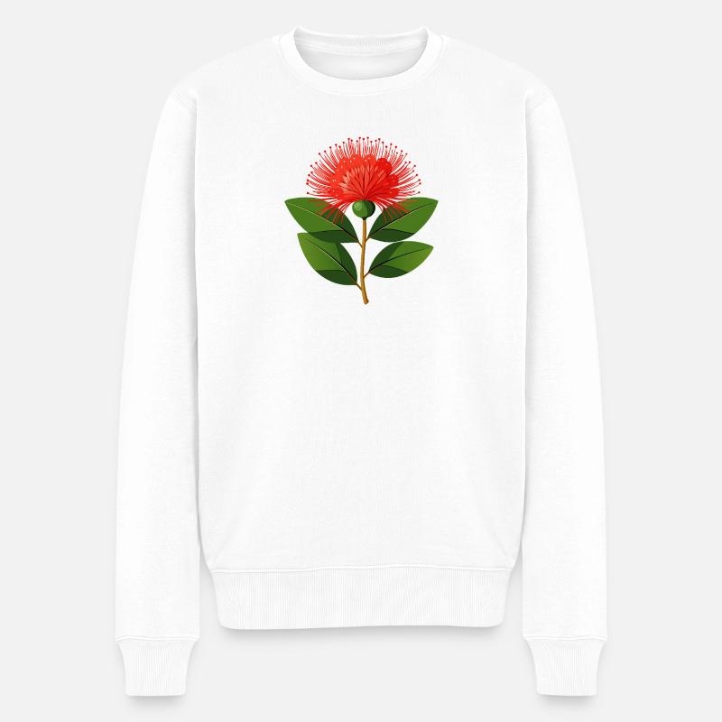 Pohutukawa-Blume - Männer Premium Bio Pullover - Weiß