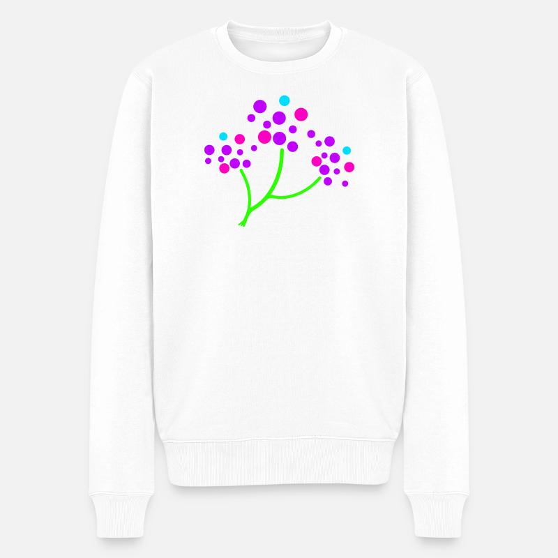 Neon Blossom Branch - Männer Premium Bio Pullover - Weiß